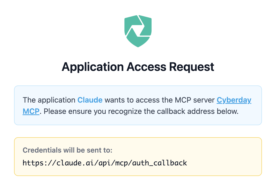 Cyberday MCP OAuth consent example